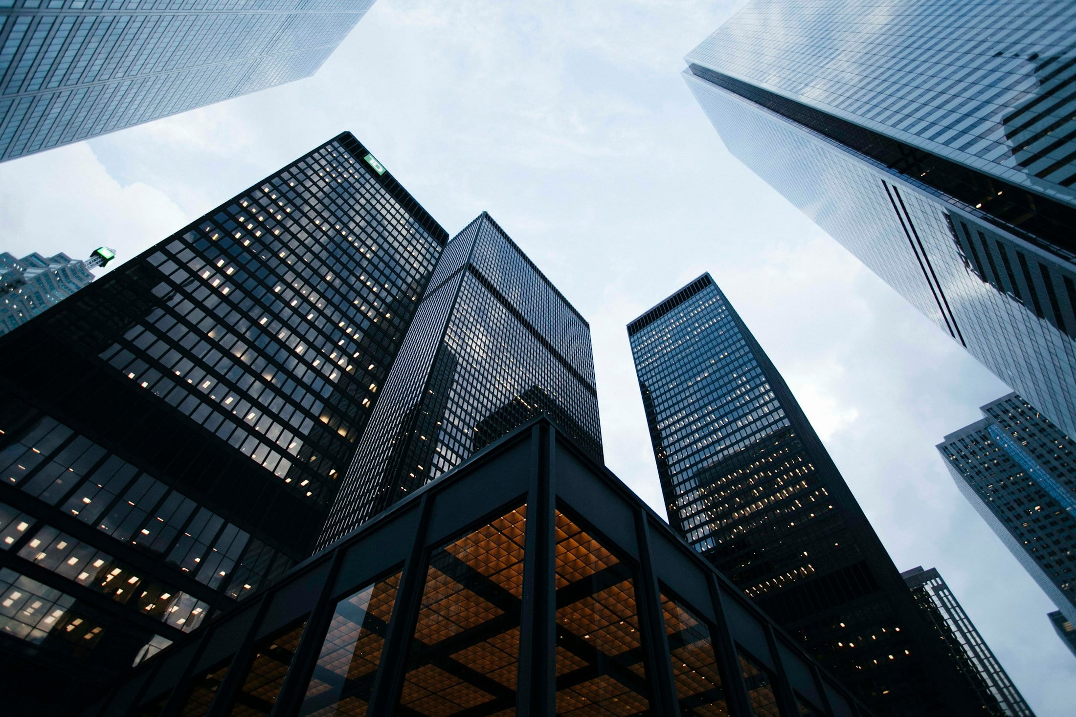 Glass towers rising into the sky